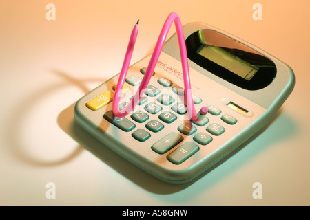Flexible Pencil on Calculator Stock Photo