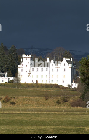 dh Scottish castles BLAIR ATHOLL PERTHSHIRE Scotland White washed walled estate house grounds lairds dramatic stately home uk country castle Stock Photo