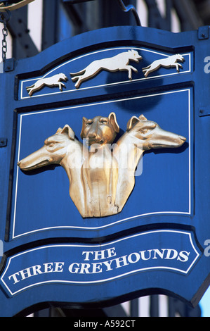 England, London, The Three Greyhounds Pub Sign Stock Photo