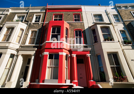 England, London, Notting Hill, Colourful Houses in Lancaster Road Stock Photo