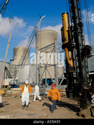 Construction of FGD (flue gas desulphurisation) plant at Drax Power Station, Drax, North Yorkshire, England, UK. Stock Photo