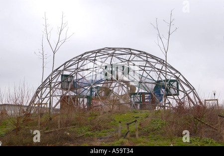 Deserted childrens play area in winter at Hengrove Park Bristol England UK Stock Photo