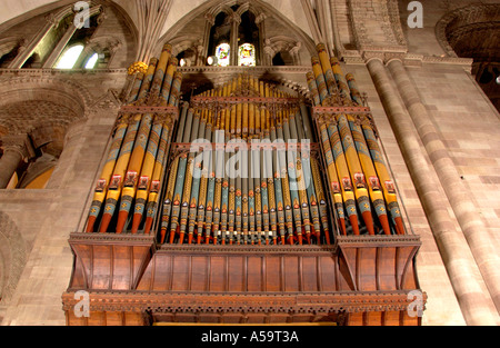 Hereford Cathedral organ built by Henry Willis in 1892 and refurbished by Harrison and Harrison in 2004 with a grant from HLF Stock Photo