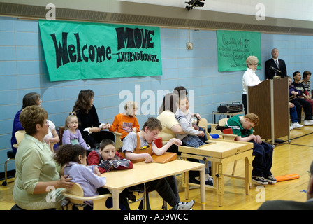 MOVE International holds ceremony and demonstration of Pacer Gait Trainer to aid students to learn to walk Stock Photo