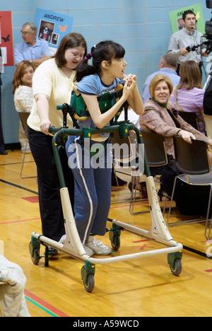 MOVE International holds ceremony and demonstration of Pacer Gait Trainer to aid students to learn to walk Stock Photo