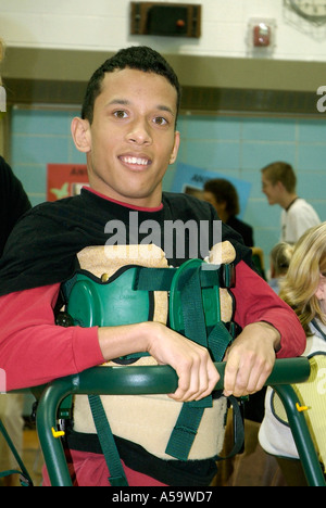 MOVE International holds ceremony and demonstration of Pacer Gait Trainer to aid students to learn to walk Stock Photo