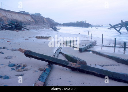 Coastal erosion at Happisburgh Beach in Norfolk England UK Stock Photo ...