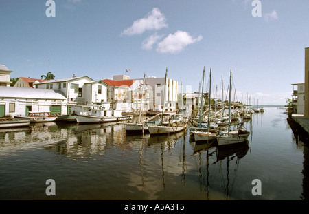 Belize Belize City Boats in Haulover Creek Stock Photo