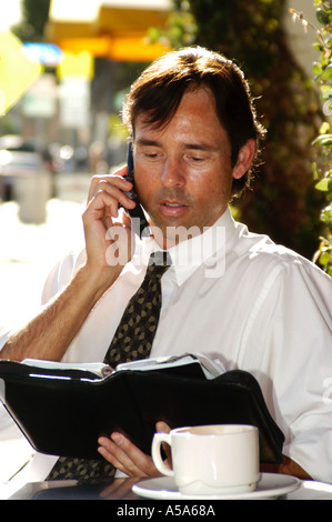 3120 Model released  man in street cafe Stock Photo