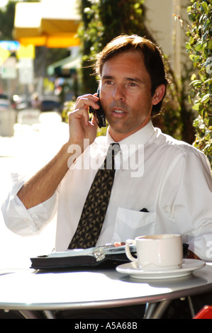 3120 Model released  man in street cafe Stock Photo