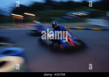 Go Karts view from on Go kart camera on and off kart with blur and sharp Stock Photo