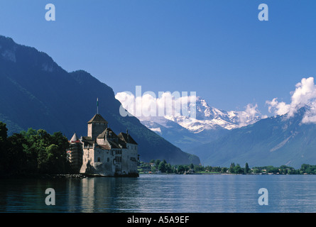 Chateau du Chillon, Lake Geneva, Switzerland Stock Photo