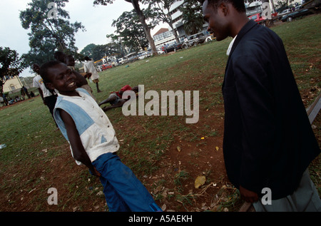 Kampala street children playing at a park in the city Stock Photo