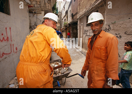 Construction workers at a building site in Beirut Lebanon Stock Photo
