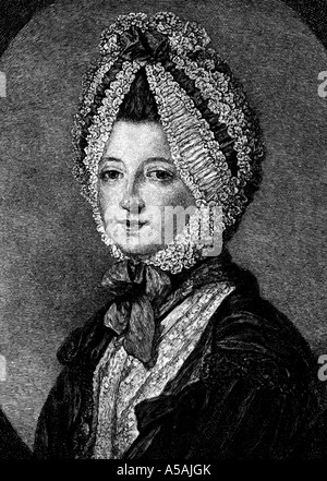 Engraving of Elizabeth Hamilton nee Gunning Duchess of Hamilton Brandon and Argyle Stock Photo