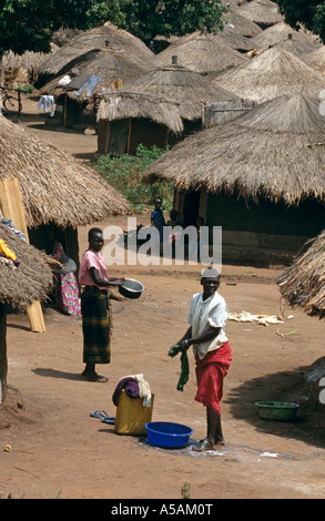 A woman washing her clothes in Western Uganda Africa Stock Photo