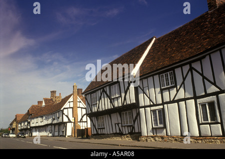 Black and white timber frame buildings The High Street Elstow near nr Bedford Bedfordshire HOMER SYKES Stock Photo