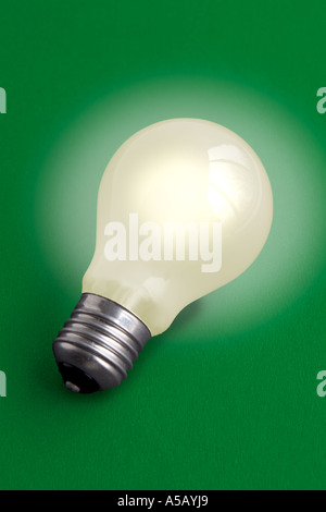 Electric light bulb on green background Stock Photo
