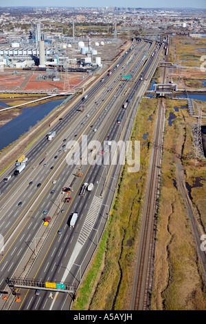 New Jersey Turnpike and Rail Line Stock Photo