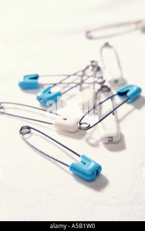 Diapers safety pins Stock Photo