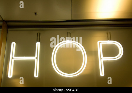 Hop neon signage. Stock Photo