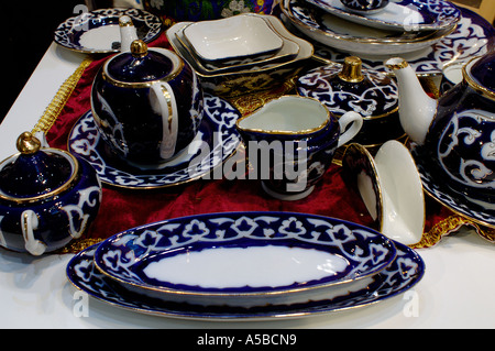 Typical porcelain tableware Uzbekistan Stock Photo