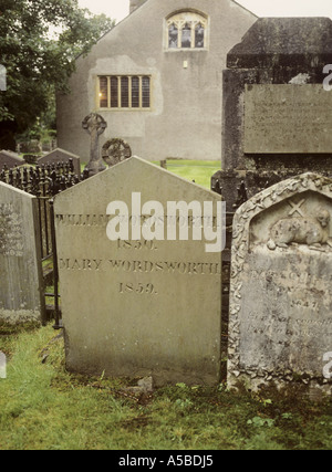 William Wordsworths grave in the grounds of St. Oswalds Church, Grasmere, Cumbria, Lakes District, England, UK Stock Photo