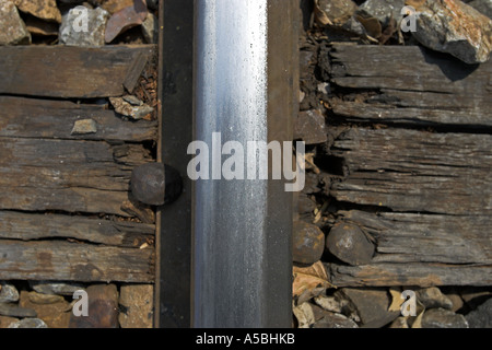 Burma Railway tracks at Thamkrasae Station Thailand Stock Photo