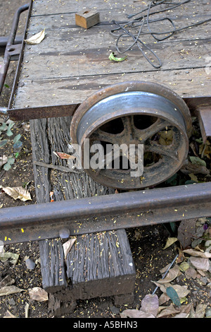 Burma Railway tracks at Thamkrasae Station Thailand Stock Photo