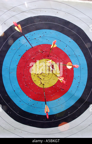 Arrows in an Archery target Stock Photo