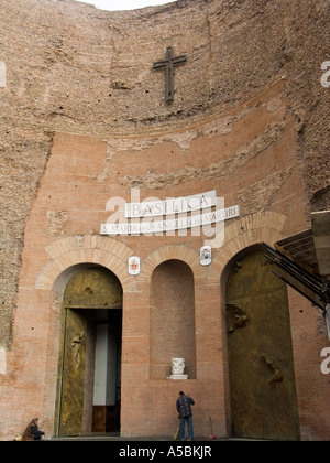 Curch of santa maria degli angeli and basilica in roman baths of the diocletian thermae, door entrance,  rome, Stock Photo