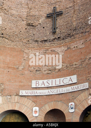 Curch of santa maria degli angeli and basilica in roman baths of the diocletian thermae, door entrance, rome, Stock Photo