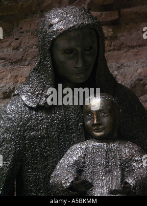 Maria and gesus metal statue in Curch of santa maria degli angeli and basilica in roman baths of the diocletian thermae, rome Stock Photo