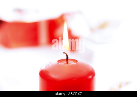 Red candle, burning Stock Photo