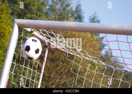 Soccer ball in net Stock Photo