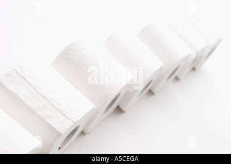 Toilet paper in a row Stock Photo