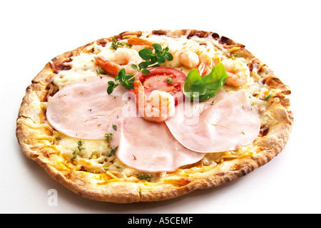 Fresh pizza, elevated view Stock Photo