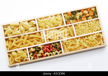 Noodles in case, elevated view Stock Photo