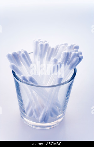 Cotton swabs in glass Stock Photo