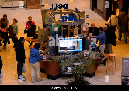 A Dell computer kiosk selling their products to shoppers at the Queens ...
