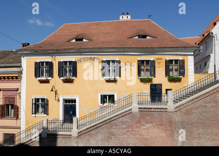 ROMANIA SIBIU. 2007 European Capital of Culture. Stairs passage from Piata Mica to the Lower town Stock Photo