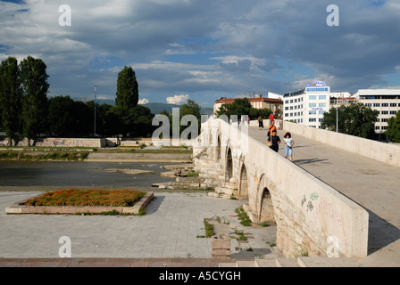 FYROM Republic of Macedonia. SKOPJE Kamen Most Stone Bridge Stock Photo