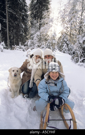 Family with dog Stock Photo