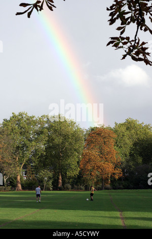 Rainbow in Queens Park, North West London Stock Photo