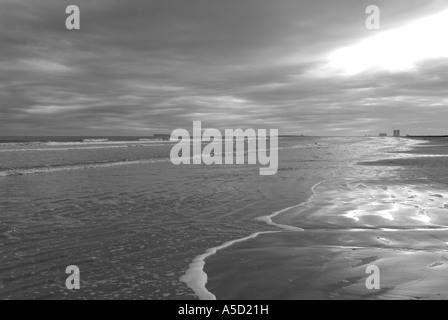 Sun reflection on a beach on Bolivar peninsula Stock Photo