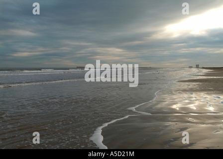 Sun reflection on a beach on Bolivar peninsula Stock Photo