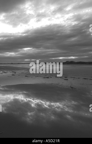 Sun reflection on a beach on Bolivar peninsula Stock Photo