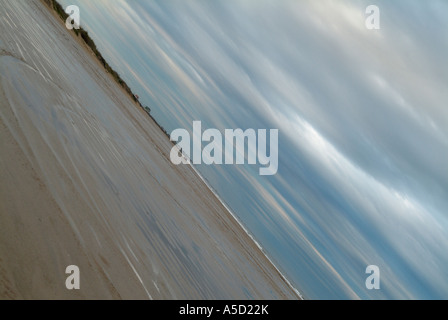 Sun reflection on a beach on Bolivar peninsula Stock Photo