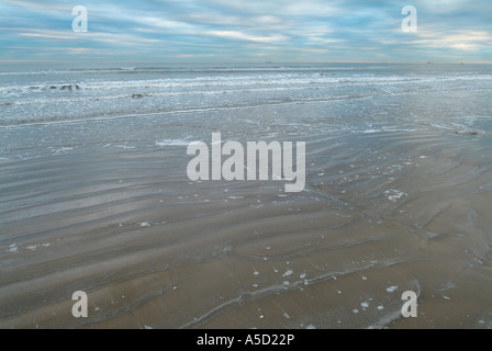 Sun reflection on a beach on Bolivar peninsula Stock Photo