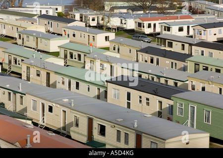 new quay ceredigion wales UK: rows of mobile homes at static caravan site Stock Photo